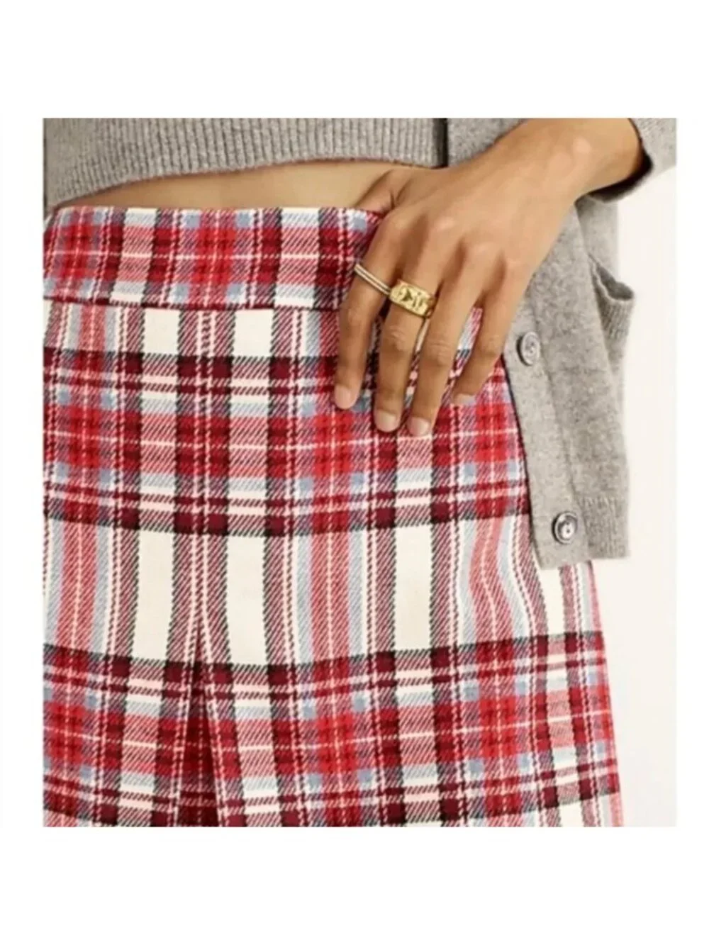 NWT J. Crew Nello Gori Inverted Pleated Mini Skirt Red Vintage Plaid Wool 00